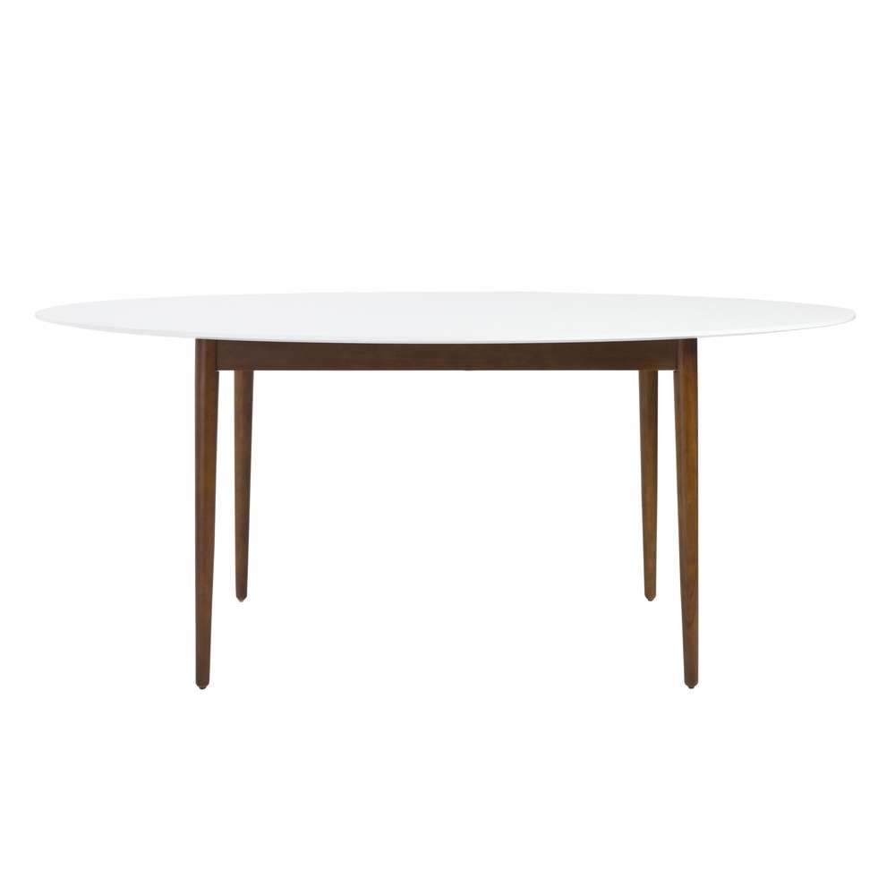 Euro Style - Manon Oval Dining Table in Matte White with Dark Walnut Legs - 90190WHT veiw 1