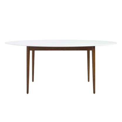 Euro Style - Manon Oval Dining Table in Matte White with Dark Walnut Legs - 90190WHT veiw 1