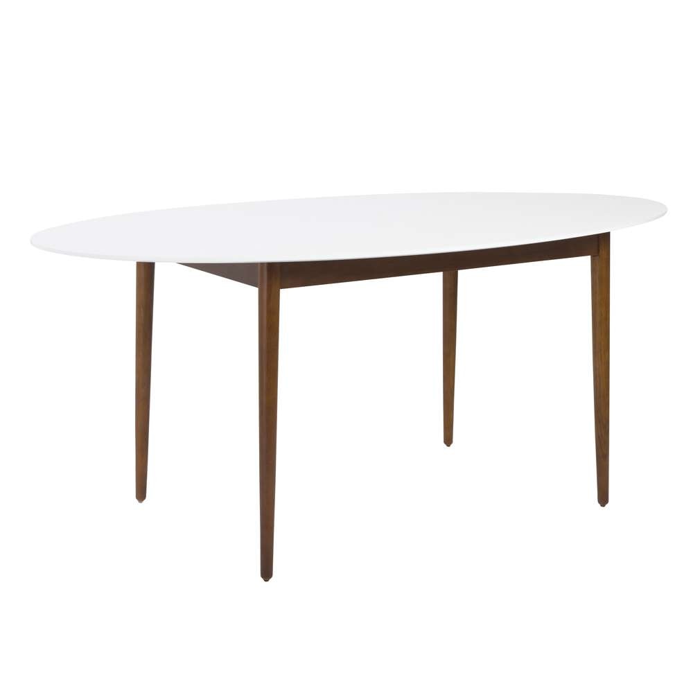 Euro Style - Manon Oval Dining Table in Matte White with Dark Walnut Legs - 90190WHT veiw 2