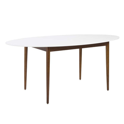 Euro Style - Manon Oval Dining Table in Matte White with Dark Walnut Legs - 90190WHT veiw 2