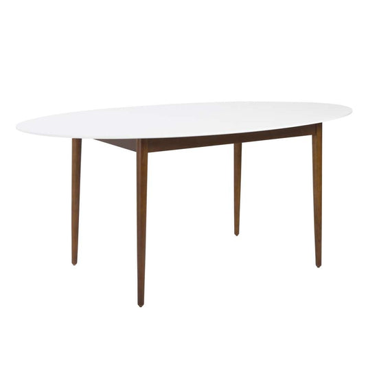 Euro Style - Manon Oval Dining Table in Matte White with Dark Walnut Legs - 90190WHT veiw 2
