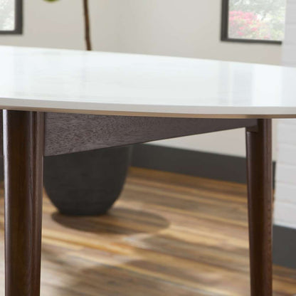 Euro Style - Manon Oval Dining Table in Matte White with Dark Walnut Legs - 90190WHT veiw 5
