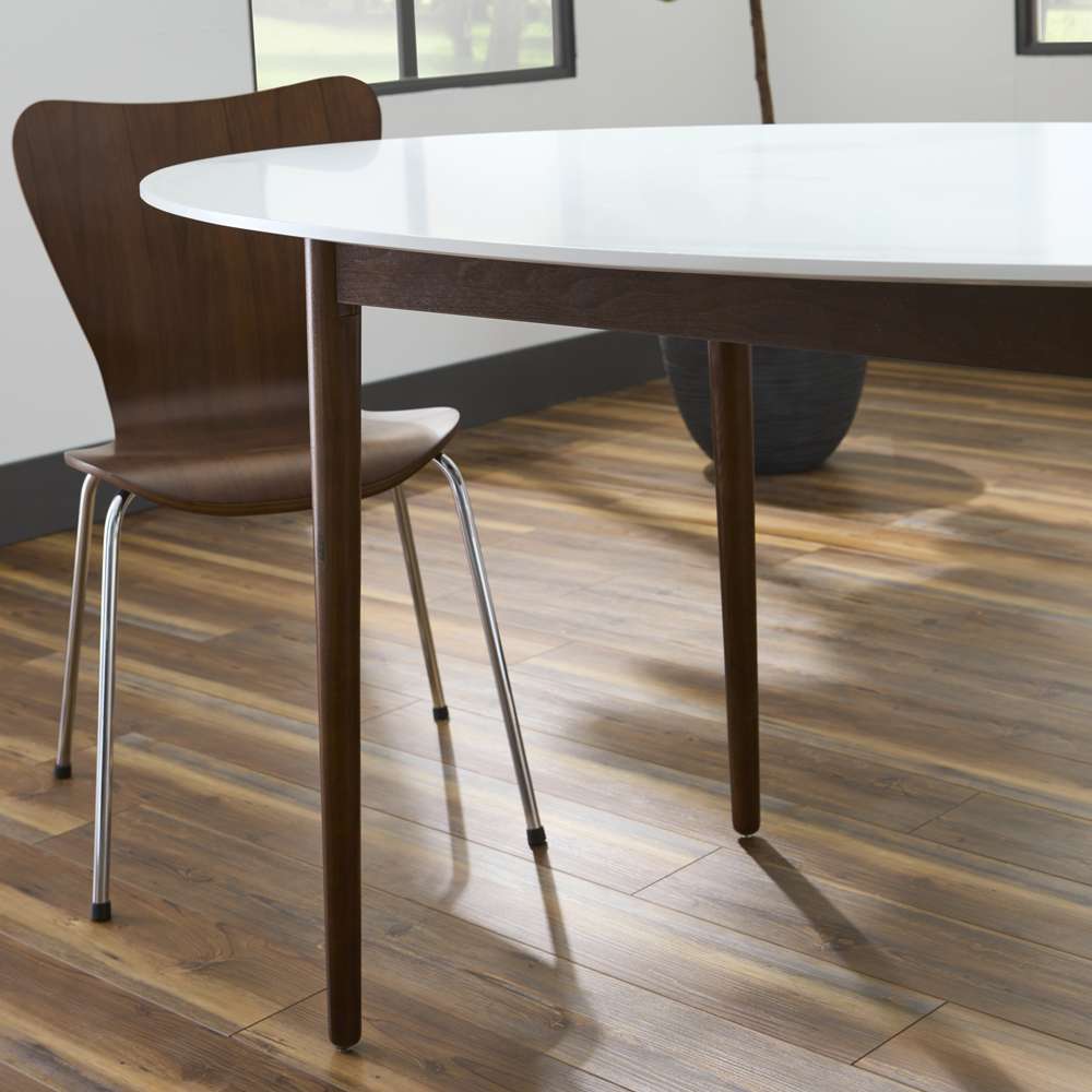 Euro Style - Manon Oval Dining Table in Matte White with Dark Walnut Legs - 90190WHT veiw 6