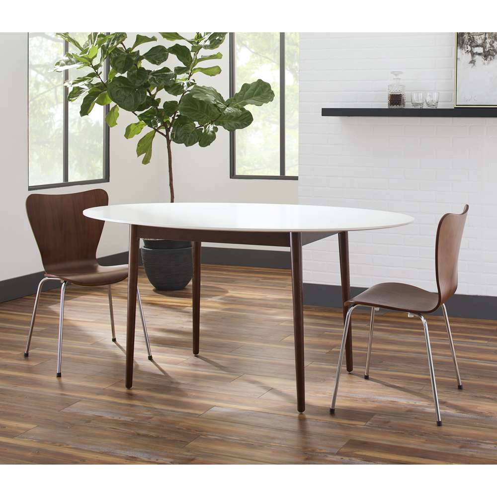 Euro Style - Manon Oval Dining Table in Matte White with Dark Walnut Legs - 90190WHT veiw 7