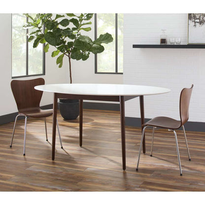 Euro Style - Manon Oval Dining Table in Matte White with Dark Walnut Legs - 90190WHT veiw 7