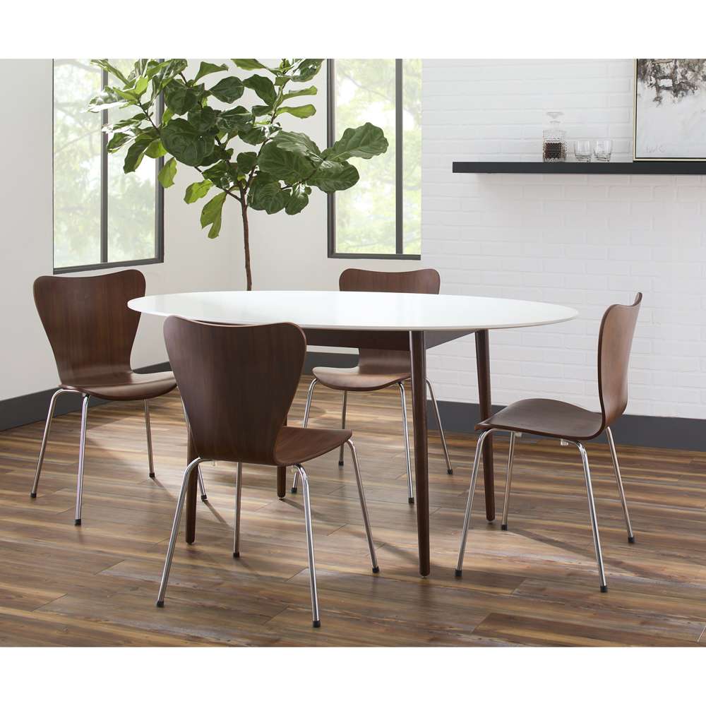 Euro Style - Manon Oval Dining Table in Matte White with Dark Walnut Legs - 90190WHT veiw 8