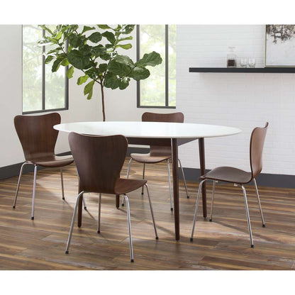 Euro Style - Manon Oval Dining Table in Matte White with Dark Walnut Legs - 90190WHT veiw 8