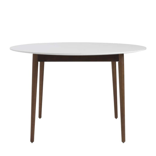 Euro Style - Manon 48in Round Dining Table in Matte White with Dark Walnut Legs - 90195WHT veiw 1