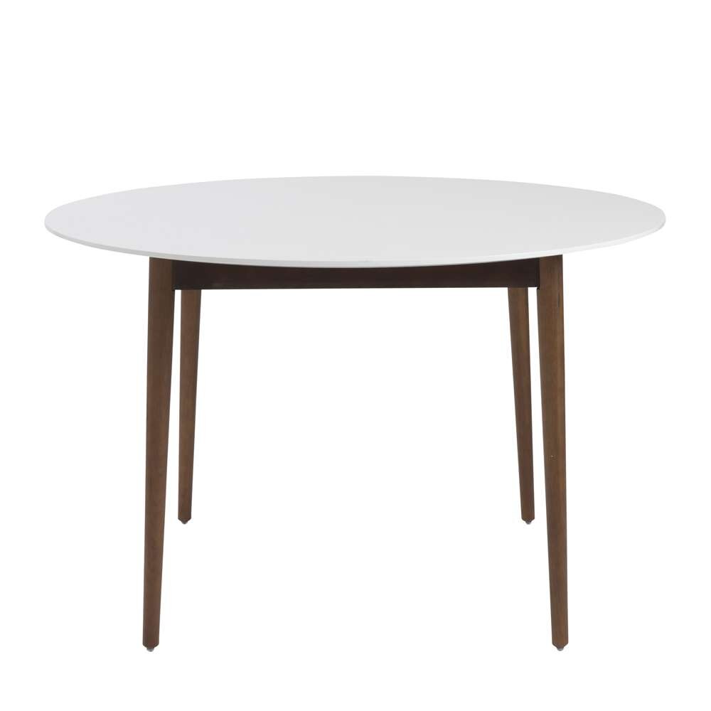 Euro Style - Manon 48in Round Dining Table in Matte White with Dark Walnut Legs - 90195WHT veiw 3