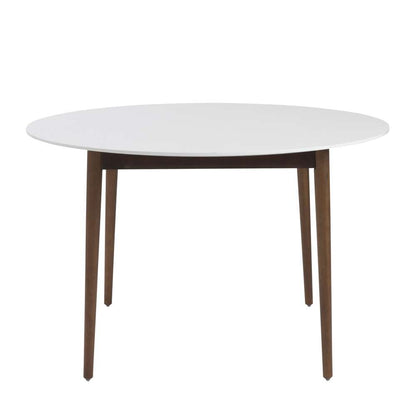 Euro Style - Manon 48in Round Dining Table in Matte White with Dark Walnut Legs - 90195WHT veiw 3