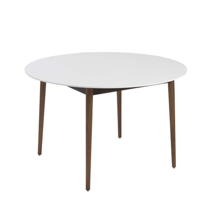 Euro Style - Manon 48in Round Dining Table in Matte White with Dark Walnut Legs - 90195WHT veiw 4
