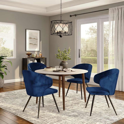 Euro Style - Manon 48in Round Dining Table in Matte White with Dark Walnut Legs - 90195WHT veiw 6