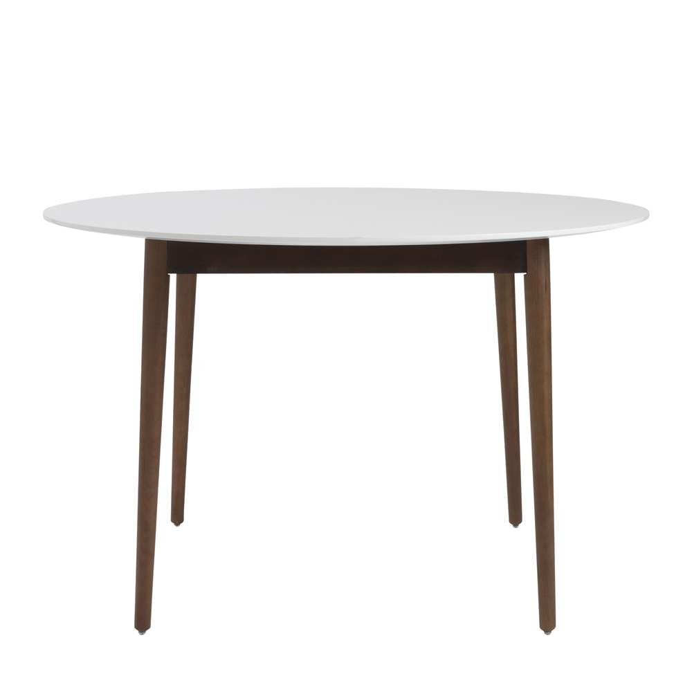 Euro Style - Manon 48in Round Dining Table in Matte White with Dark Walnut Legs - 90195WHT veiw 7