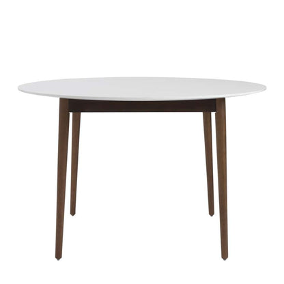 Euro Style - Manon 48in Round Dining Table in Matte White with Dark Walnut Legs - 90195WHT veiw 7