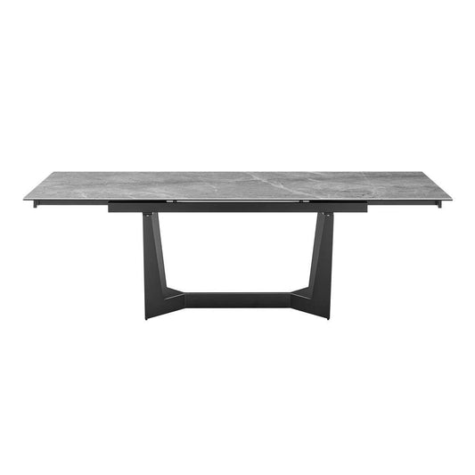 Euro Style - Mateo 95in Extension Table in Venice Gray Ceramic Glass Top and Matte Black Steel Base - 38895GRY-KIT veiw 1