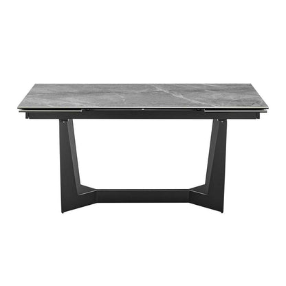 Euro Style - Mateo 95in Extension Table in Venice Gray Ceramic Glass Top and Matte Black Steel Base - 38895GRY-KIT veiw 2
