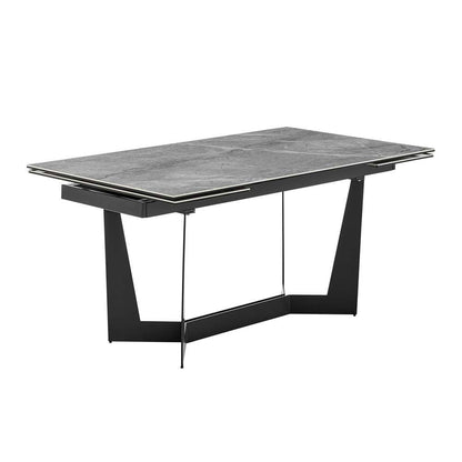 Euro Style - Mateo 95in Extension Table in Venice Gray Ceramic Glass Top and Matte Black Steel Base - 38895GRY-KIT veiw 3