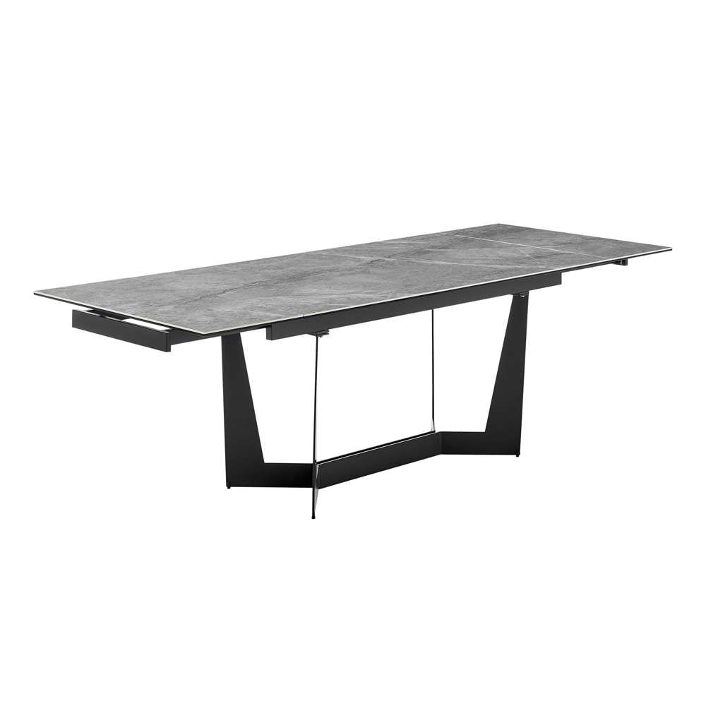Euro Style - Mateo 95in Extension Table in Venice Gray Ceramic Glass Top and Matte Black Steel Base - 38895GRY-KIT veiw 4