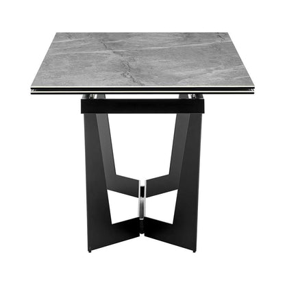 Euro Style - Mateo 95in Extension Table in Venice Gray Ceramic Glass Top and Matte Black Steel Base - 38895GRY-KIT veiw 5