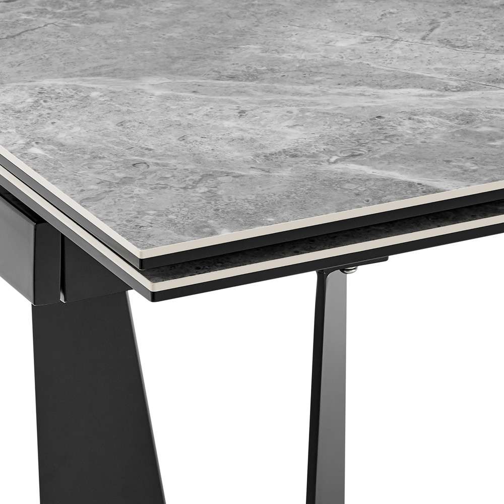 Euro Style - Mateo 95in Extension Table in Venice Gray Ceramic Glass Top and Matte Black Steel Base - 38895GRY-KIT veiw 6