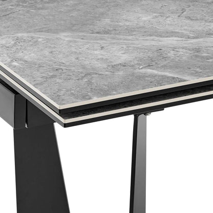 Euro Style - Mateo 95in Extension Table in Venice Gray Ceramic Glass Top and Matte Black Steel Base - 38895GRY-KIT veiw 6