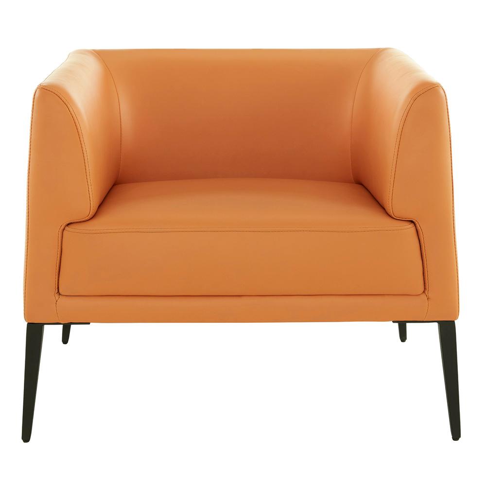 Euro Style - Matias Faux Leather Lounge Chair, Cognac/Matte Black - 94244COG veiw 1