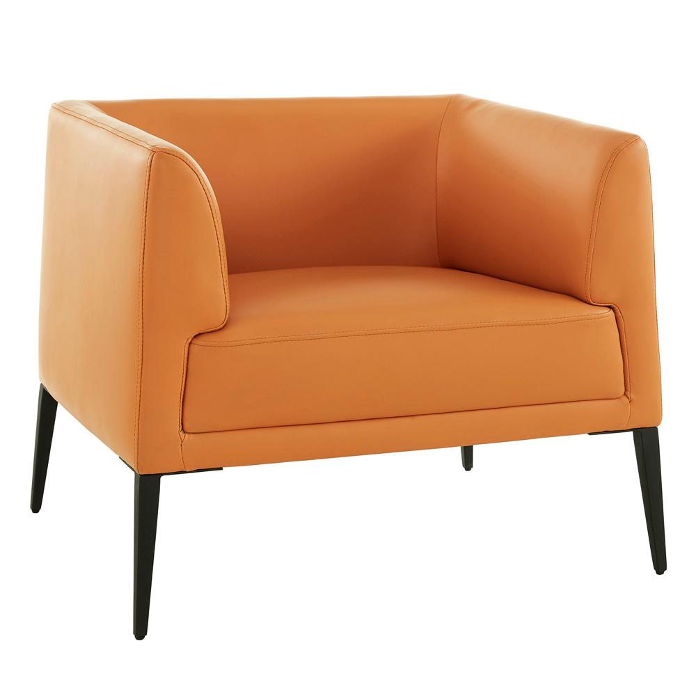 Euro Style - Matias Faux Leather Lounge Chair, Cognac/Matte Black - 94244COG veiw 2