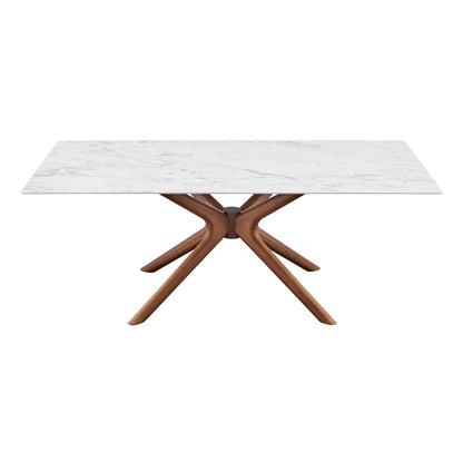 Euro Style - Maurice 79inW Rectangle Dining Table, White Ceramic/Walnut - 30962WHT-KIT veiw 1