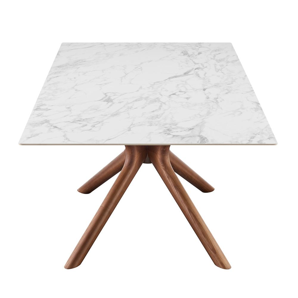 Euro Style - Maurice 79inW Rectangle Dining Table, White Ceramic/Walnut - 30962WHT-KIT veiw 3