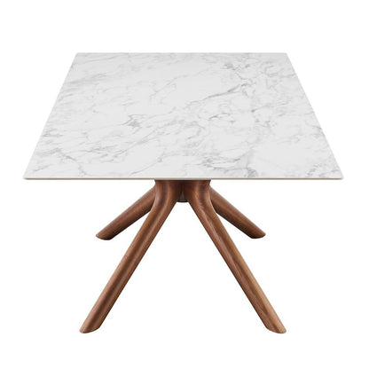 Euro Style - Maurice 79inW Rectangle Dining Table, White Ceramic/Walnut - 30962WHT-KIT veiw 3