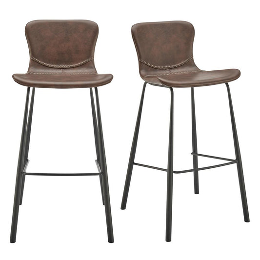 Euro Style - Melody Faux Leather Bar Stools, Brown - Set of 2 - 30514BRN veiw 1