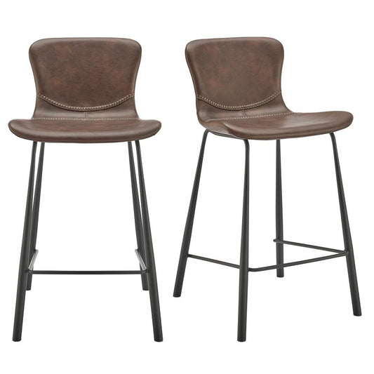 Euro Style - Melody Faux Leather Counter Stools, Brown - Set of 2 - 30512BRN veiw 1