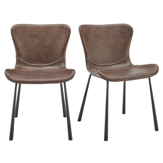 Euro Style - Melody Faux Leather Side Chairs, Brown - Set of 2 - 30510BRN veiw 1