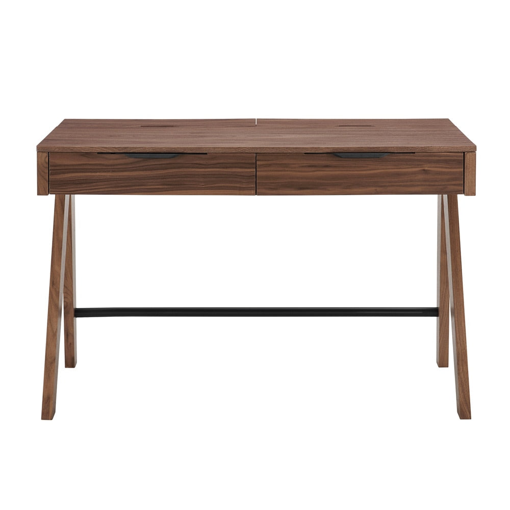 Euro Style - Milo 47inW 2-Drawer Desk, Walnut - 90696-WAL veiw 1