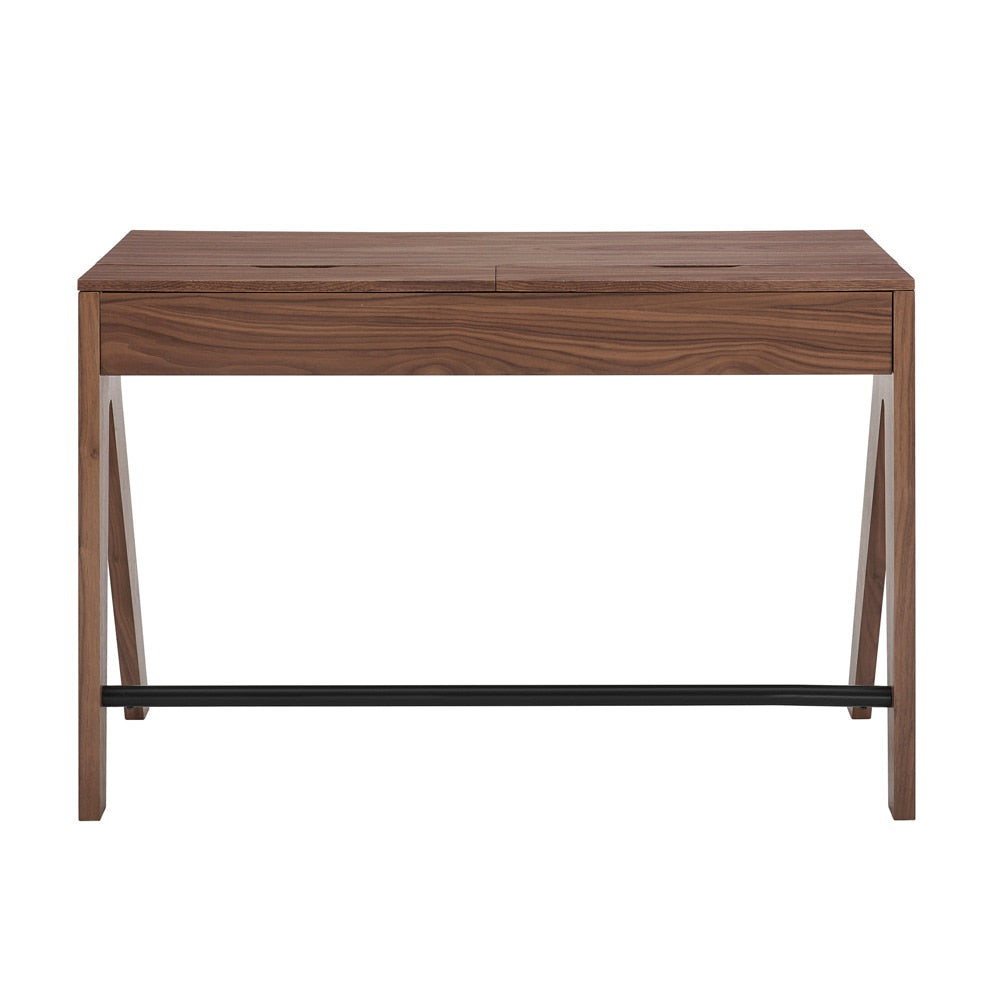 Euro Style - Milo 47inW 2-Drawer Desk, Walnut - 90696-WAL veiw 4