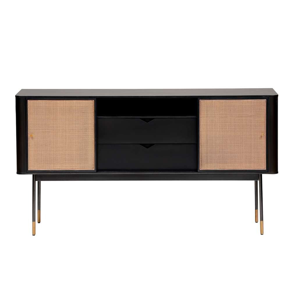 Euro Style - Miriam 59in Sideboard in Black with Natural Wicker - 94216BLK view 1