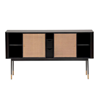 Euro Style - Miriam 59in Sideboard in Black with Natural Wicker - 94216BLK view 2