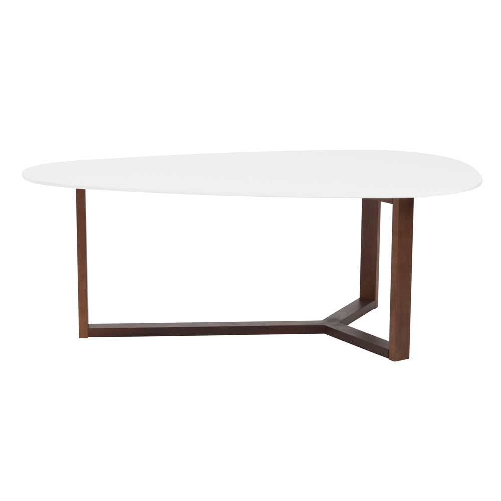 Euro Style - Morty 48inW Coffee Table, Matte White/Dark Walnut - 90199WHT veiw 1
