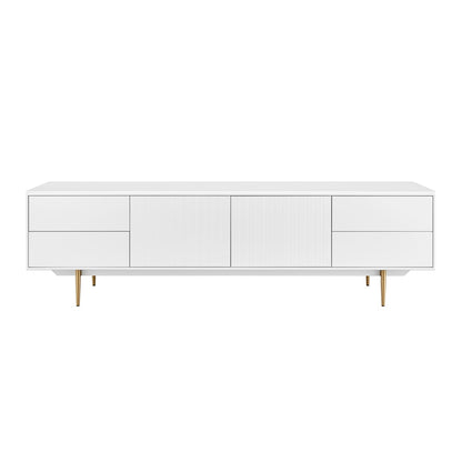 Euro Style - Norna 79inW Media Stand, Matte White/Brass - 31072WHT-KIT veiw 1
