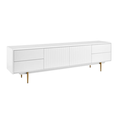 Euro Style - Norna 79inW Media Stand, Matte White/Brass - 31072WHT-KIT veiw 2