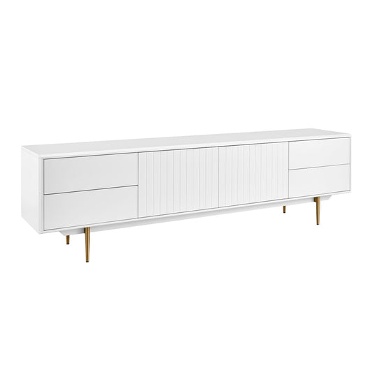 Euro Style - Norna 79inW Media Stand, Matte White/Brass - 31072WHT-KIT veiw 2