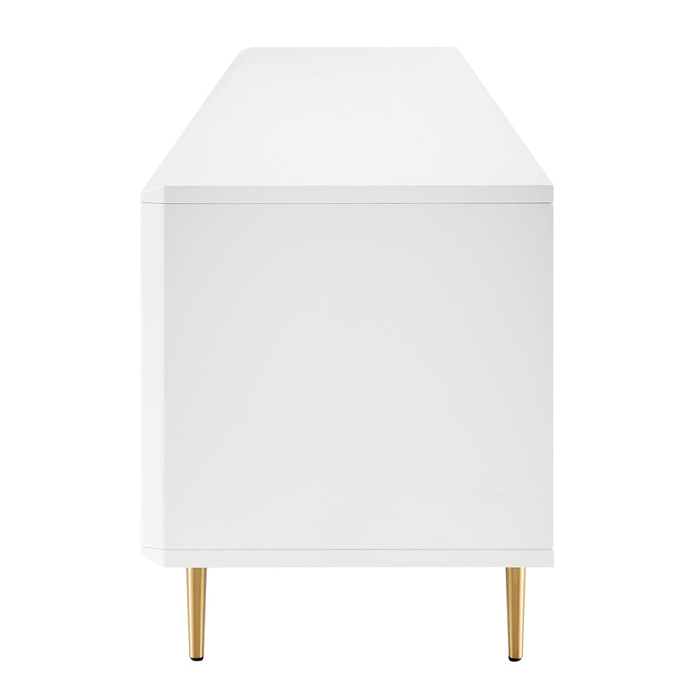 Euro Style - Norna 79inW Media Stand, Matte White/Brass - 31072WHT-KIT veiw 4