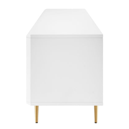 Euro Style - Norna 79inW Media Stand, Matte White/Brass - 31072WHT-KIT veiw 4