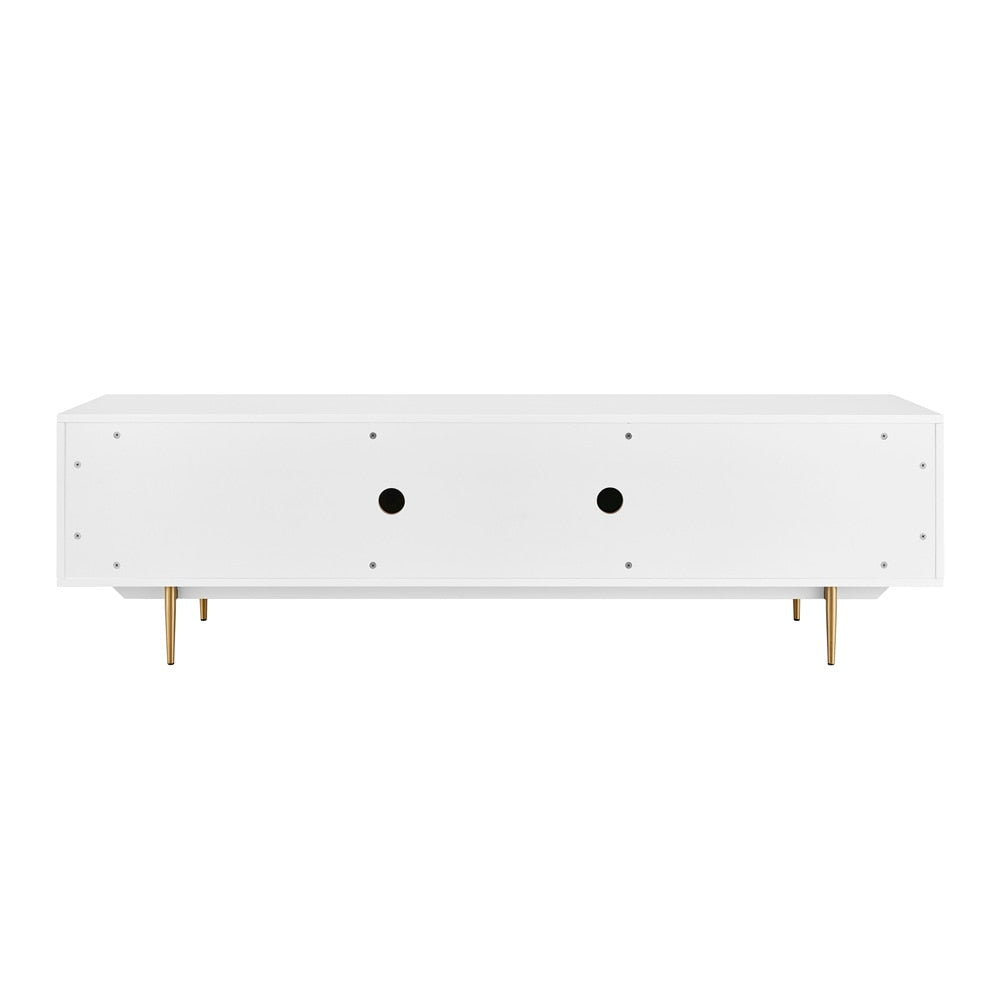 Euro Style - Norna 79inW Media Stand, Matte White/Brass - 31072WHT-KIT veiw 5