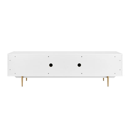 Euro Style - Norna 79inW Media Stand, Matte White/Brass - 31072WHT-KIT veiw 5