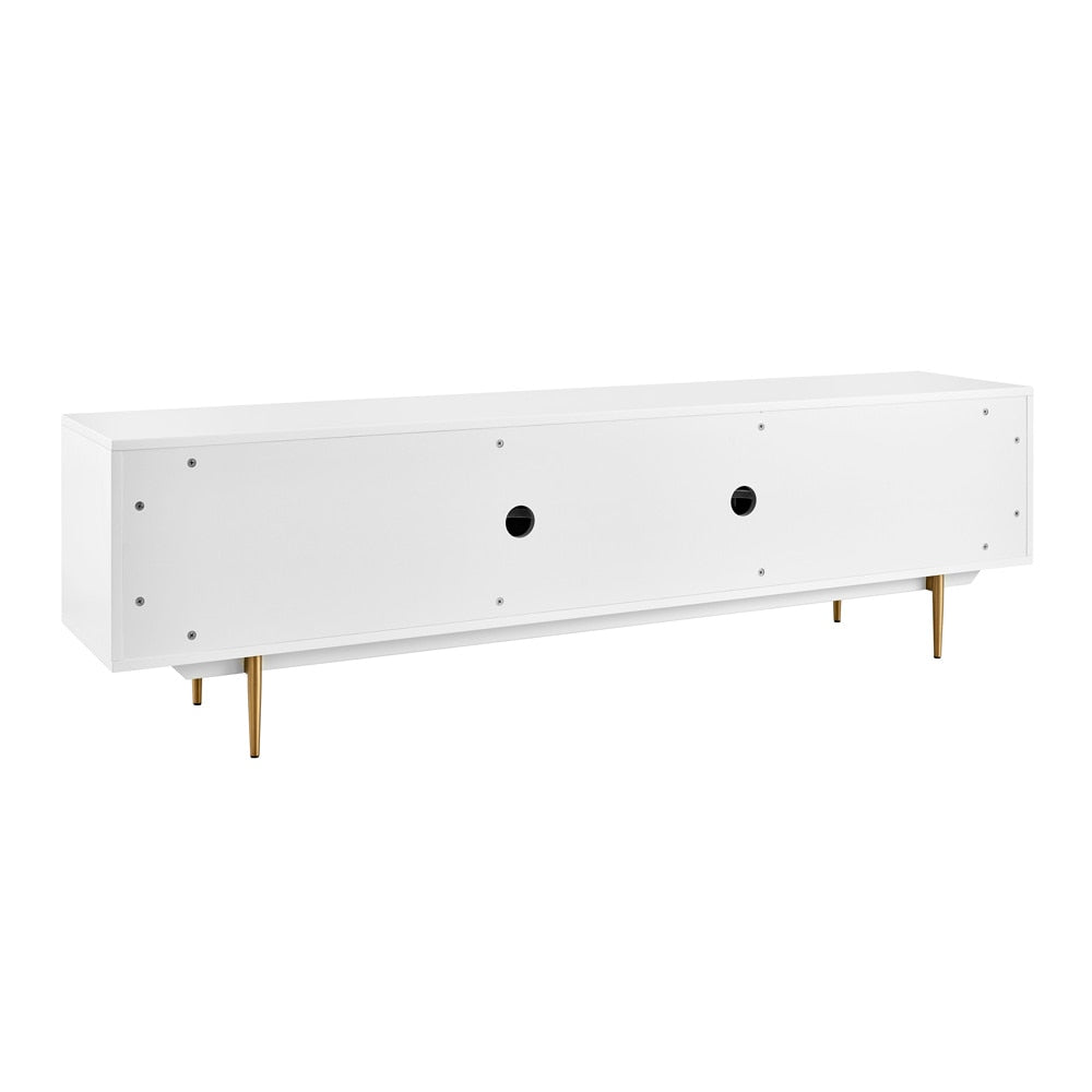 Euro Style - Norna 79inW Media Stand, Matte White/Brass - 31072WHT-KIT veiw 6