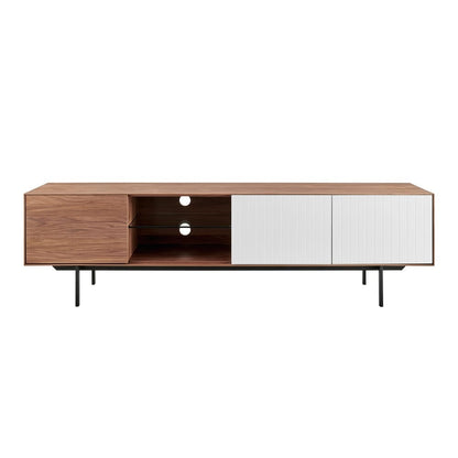 Euro Style - Norna 79inW Media Stand, Walnut/Matte White/Matte Black - 31074WAL-KIT veiw 1