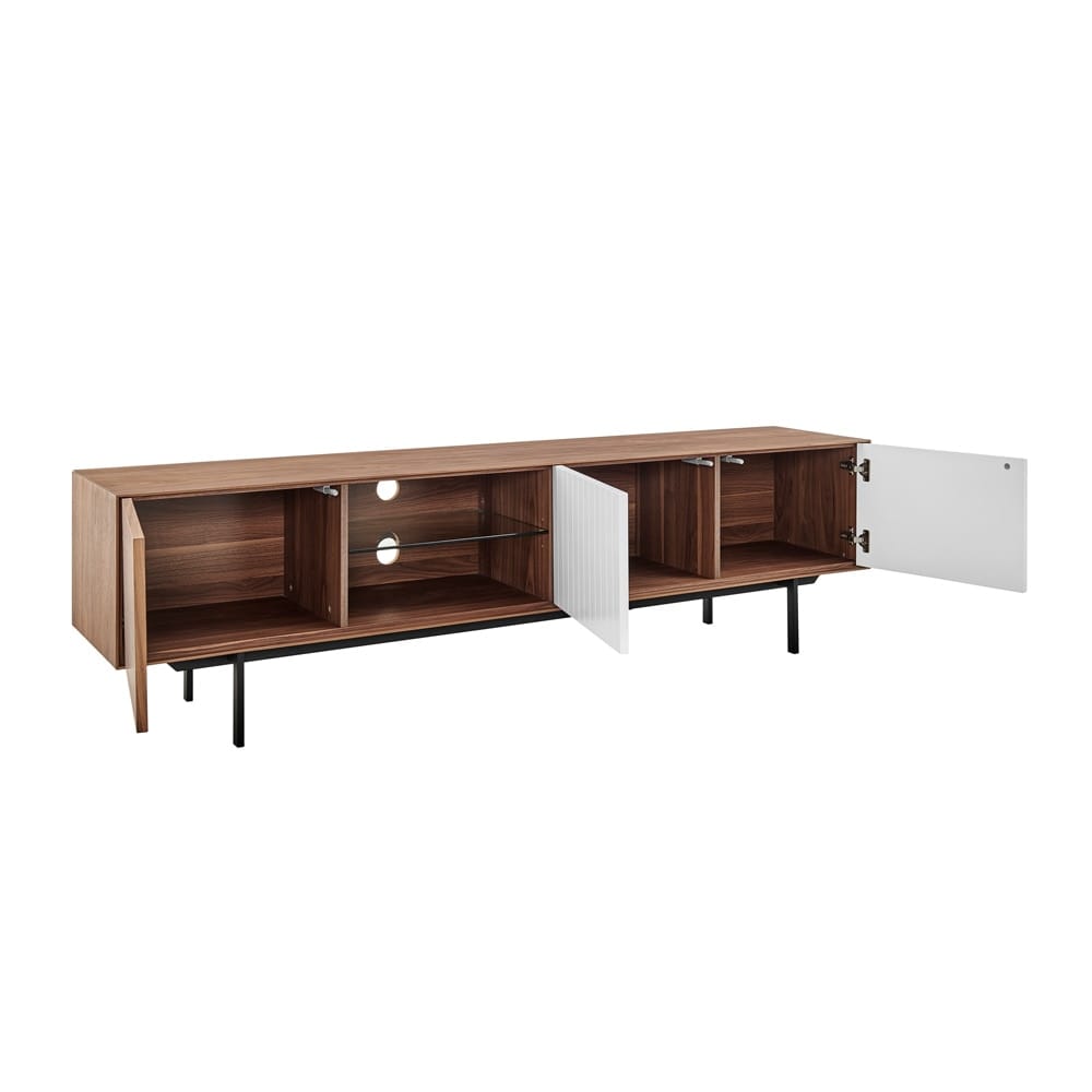 Euro Style - Norna 79inW Media Stand, Walnut/Matte White/Matte Black - 31074WAL-KIT veiw 3