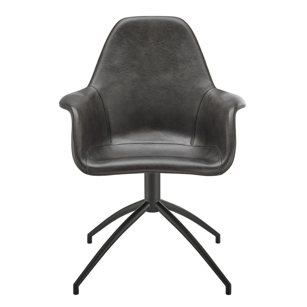 Euro Style - Ralph Leatherette Swivel Armchair, Charcoal Gray/Black - 30602-DKGRY veiw 1