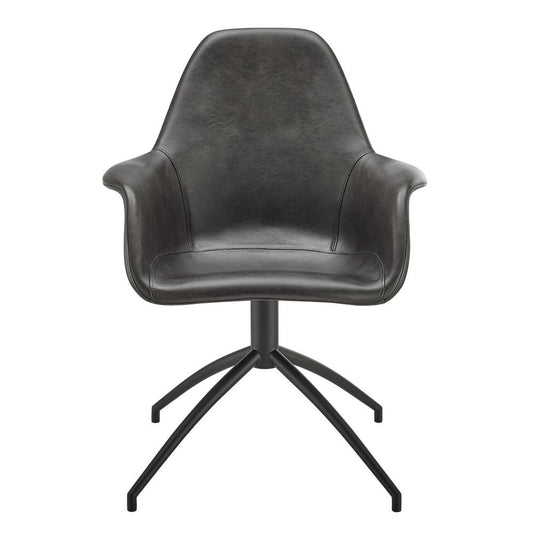 Euro Style - Ralph Leatherette Swivel Armchair, Charcoal Gray/Black - 30602-DKGRY veiw 1